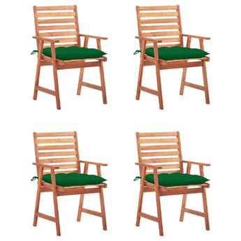 vidaXL Outdoor Dining Chairs 4 pcs with Cushions Solid Acacia Wood