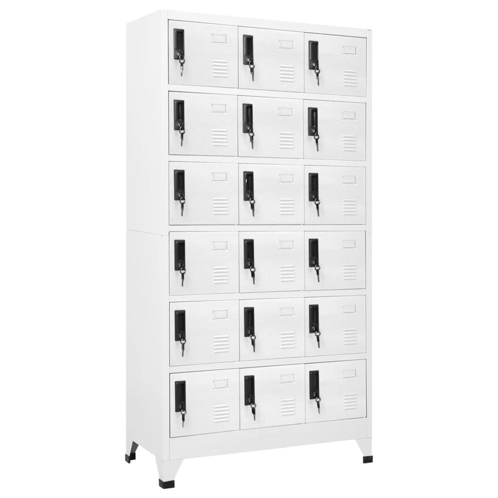 vidaXL Locker Cabinet White 35.4"x15.7"x70.9" Steel