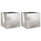 vidaXL Planters 2 pcs Silver 49x47x46 cm Stainless Steel