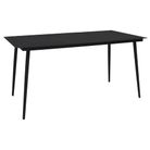 vidaXL Patio Dining Table Black 59.1"x31.5"x29.1" Steel and Glass