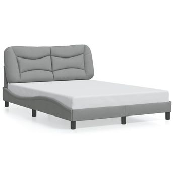 vidaXL Bed Frame without Mattress "Hvar" Light Gray 53.9"x74.8" Fabric