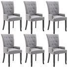 vidaXL Dining Chairs with Armrests 6 pcs Light Gray Fabric