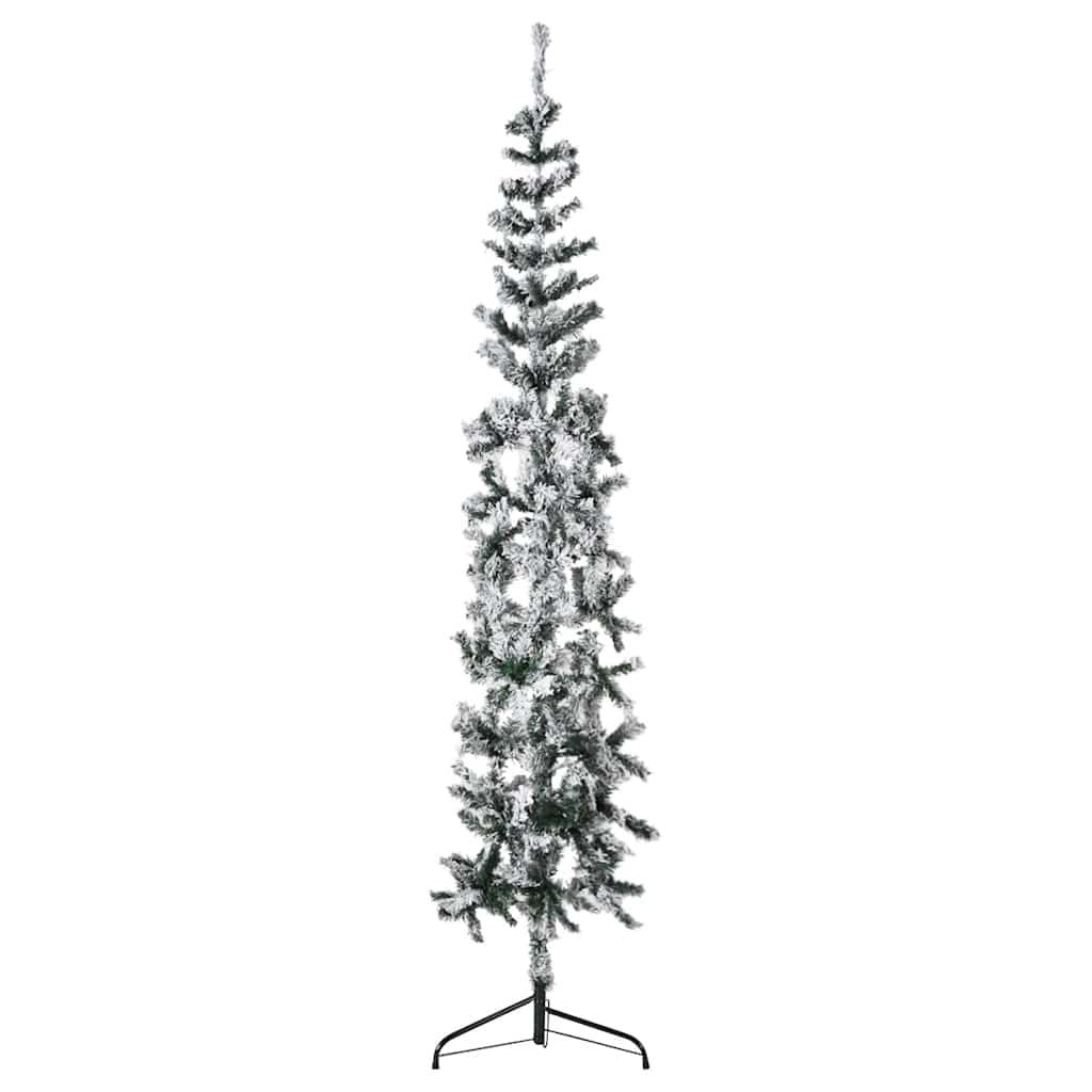 vidaXL Slim Artificial Half Christmas Tree with Flocked Snow 6 ft