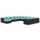 vidaXL 12 Piece Garden Lounge Set with Cushions Poly Rattan Black