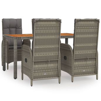 vidaXL 5 Piece Garden Dining Set with Cushions Grey Poly Rattan