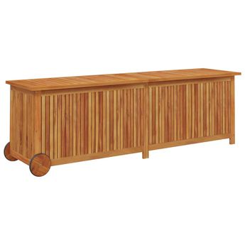 vidaXL Patio Storage Box with Wheels 59.1"x19.7"x22.8" Solid Wood Acacia