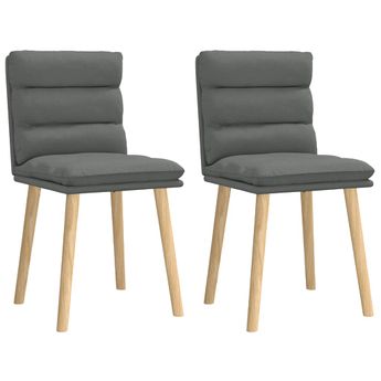 vidaXL Dining Chairs 2 pcs Dark Gray Fabric