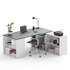 Office desk with storage space BLOCK B01, white/graphite