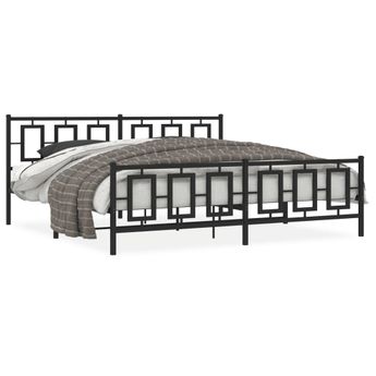 vidaXL Metal Bed Frame without Mattress with Footboard Black 76"x79.9"