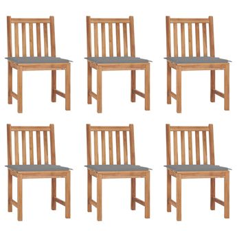 vidaXL Patio Chairs 6 pcs with Cushions Solid Teak Wood