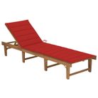 vidaXL Folding Sun Lounger with Cushion Solid Acacia Wood