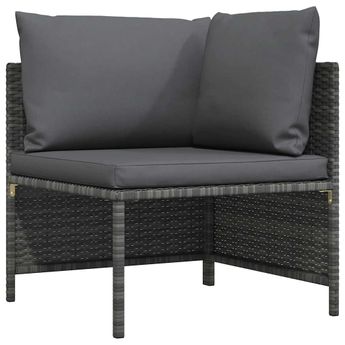 vidaXL Sectional Corner Sofa with Cushions Gray Poly Rattan