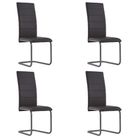 vidaXL Cantilever Dining Chairs 4 pcs Brown Faux Leather