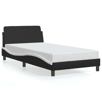 vidaXL Bed Frame "Dover" Black and White 39.4"x79.9" Faux Leather