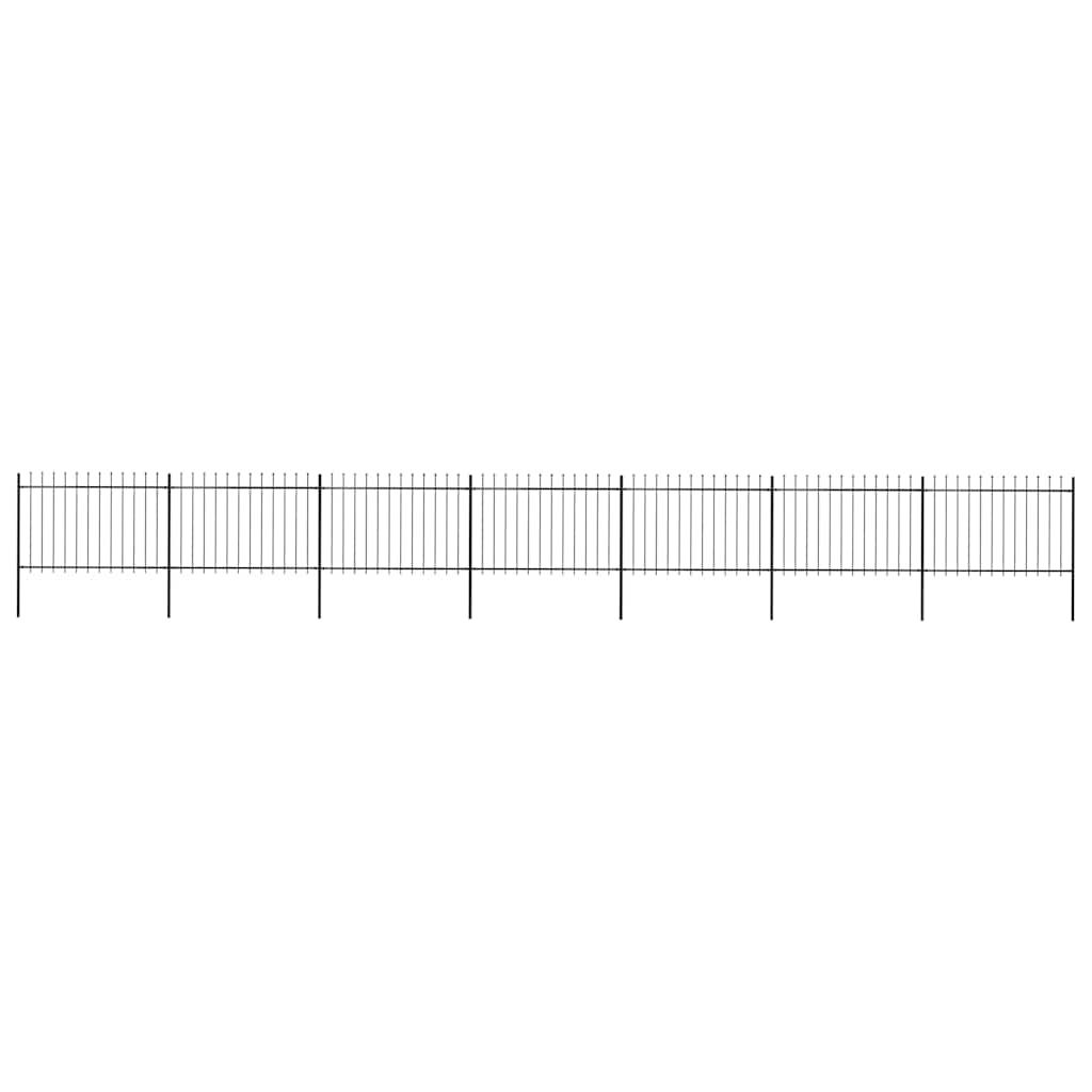 vidaXL Garden Fence with Spear Top Steel 1248x120 cm Black