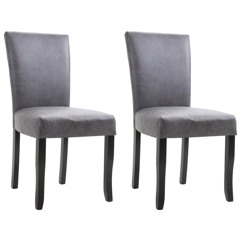 vidaXL Dining Chairs 2 pcs Gray Faux Suede Leather