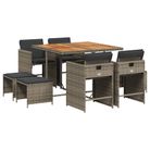 vidaXL 9 Piece Patio Dining Set with Cushions Gray Poly Rattan