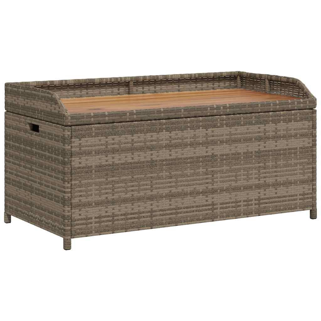 vidaXL Storage Bench Gray 39.4"x19.7"x20.5" Poly Rattan and Acacia Wood