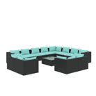 vidaXL 13 Piece Patio Lounge Set with Cushions Black Poly Rattan