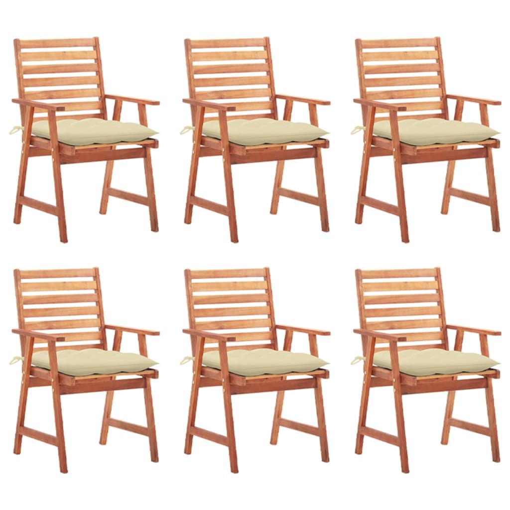 vidaXL Outdoor Dining Chairs 6 pcs with Cushions Solid Acacia Wood