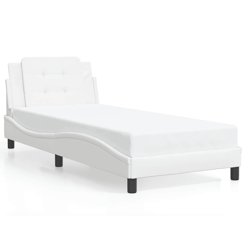 vidaXL Bed Frame without Mattress "Zadar" White 39.4"x74.8" Faux Leather