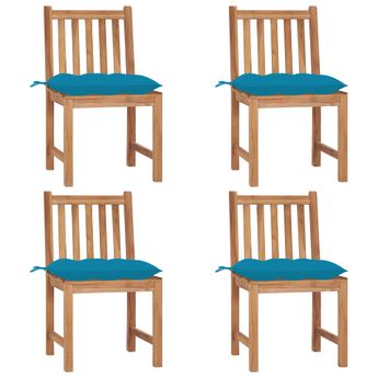 vidaXL Patio Chairs 4 pcs with Cushions Solid Teak Wood