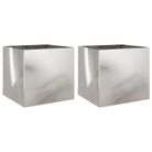 vidaXL Planters 2 pcs Silver 16.5"x15.7"x15.4" Stainless Steel