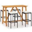 vidaXL 5 Piece Patio Bar Set with Cushions Black
