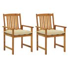 vidaXL Patio Chairs with Cushions 2 pcs Solid Acacia Wood