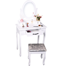 Dressing table with stool, white/silver, LINET NEW