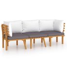 vidaXL 3 Piece Garden Lounge Set with Cushions Solid Acacia Wood