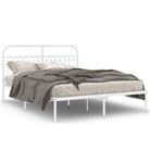 vidaXL Metal Bed Frame without Mattress with Headboard White 59.1"x78.7"