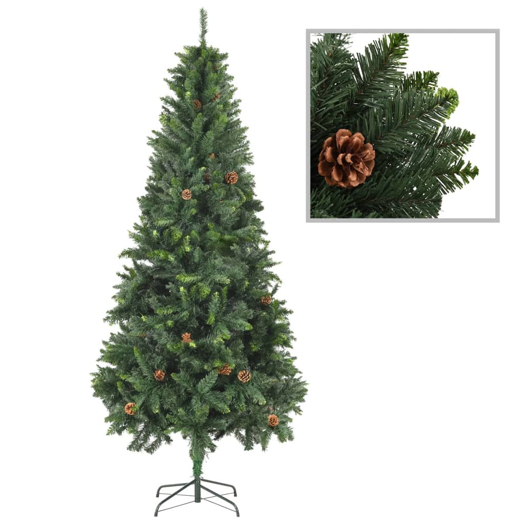 vidaXL Artificial Christmas Tree with Pine Cones Green 210 cm
