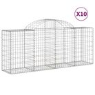 vidaXL Arched Gabion Baskets 10 pcs 200x50x80/100 cm Galvanised Iron