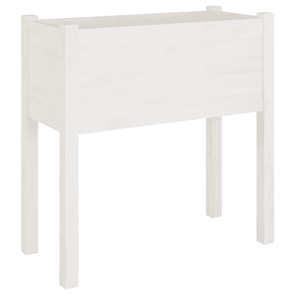 vidaXL Garden Planter White 27.6"x12.2"x27.6" Solid Wood Pine