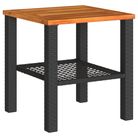 vidaXL Patio Table Black 15.7"x15.7"x16.5" Poly Rattan Acacia Wood