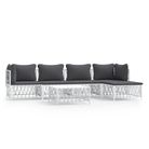 vidaXL 6 Piece Patio Lounge Set with Cushions White Steel