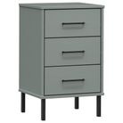 vidaXL Bedside Cabinet with Metal Legs Grey Solid Wood Pine OSLO