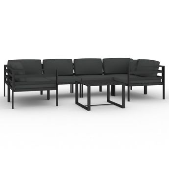 vidaXL 7 Piece Garden Lounge Set with Cushions Aluminium Anthracite