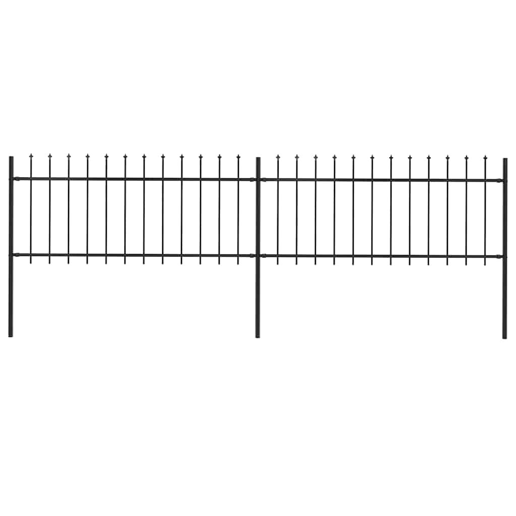 vidaXL Garden Fence with Spear Top Steel 359x80 cm Black