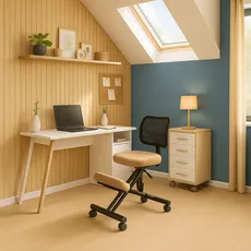 Work room in blue minimalism