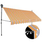 vidaXL Manual Retractable Awning with LED 137.8" Yellow and Blue