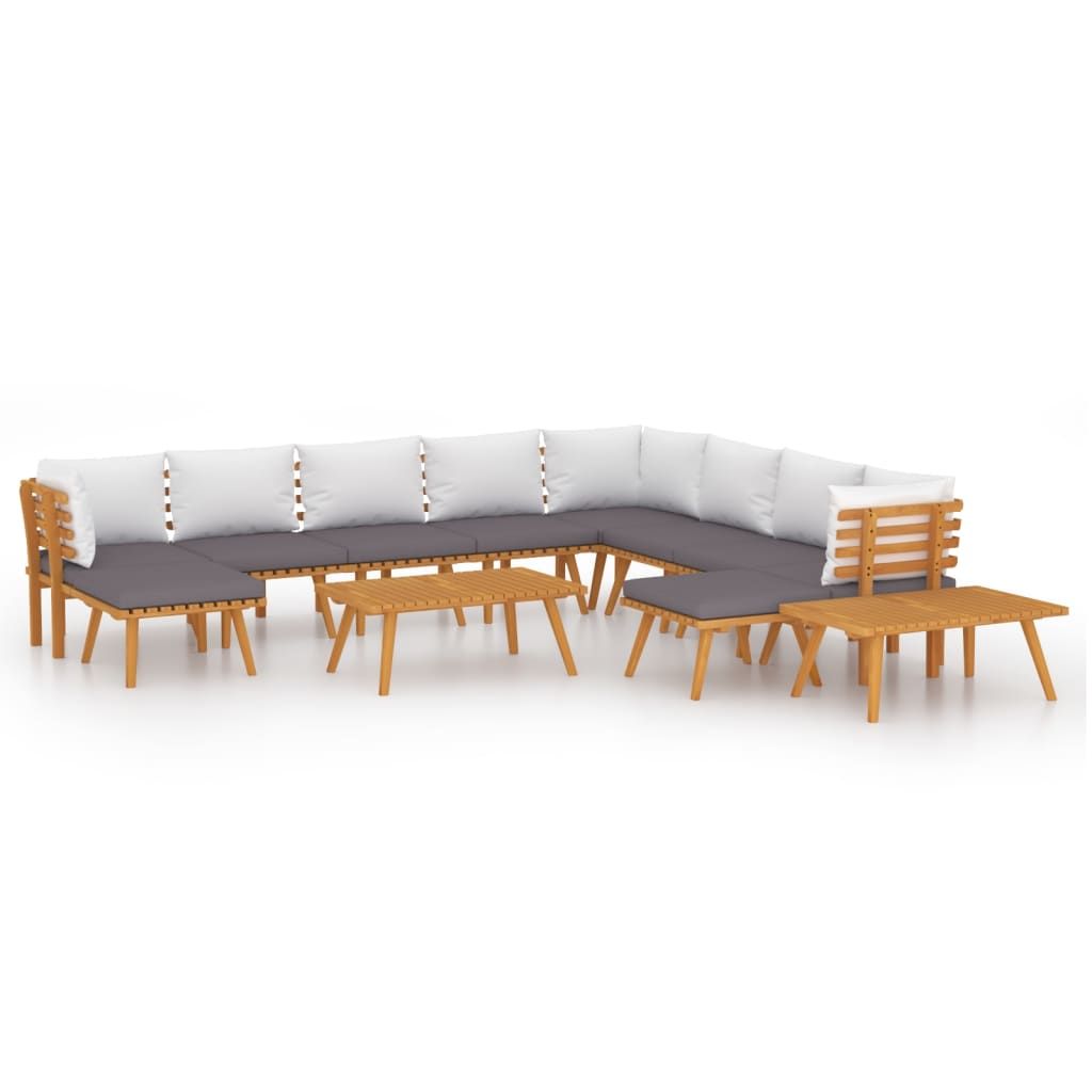 vidaXL 12 Piece Garden Lounge Set with Cushions Solid Acacia Wood