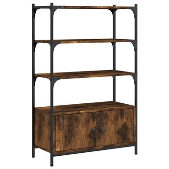 vidaXL Bookcase 3-Tier Smoked Oak 70x30x109.5 cm Engineered Wood