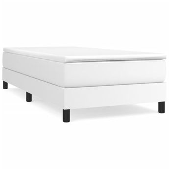 vidaXL Box Spring Bed Frame White Twin Faux Leather (US Only)
