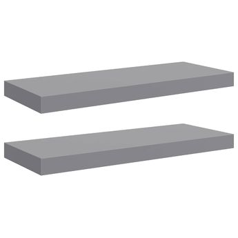 vidaXL Floating Wall Shelves 2 pcs Gray 23.6"x9.3"x1.5" MDF