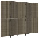 vidaXL Room Divider 5 Panels Gray Poly Rattan