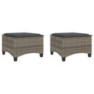 vidaXL Patio Stools with Cushions 2 pcs Gray 21.7"x21.7"x14.2" Poly Rattan