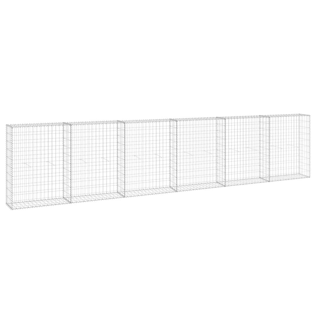 vidaXL Gabion Wall with Covers Galvanised Steel 300x30x100 cm