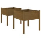 vidaXL Garden Planters 2 pcs Honey Brown 27.6"x27.6"x27.6" Solid Wood Pine